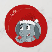 Elephant Santa kerstfeestfeest — gedrukte uitnodig Kaart (Voorkant / Achterkant)