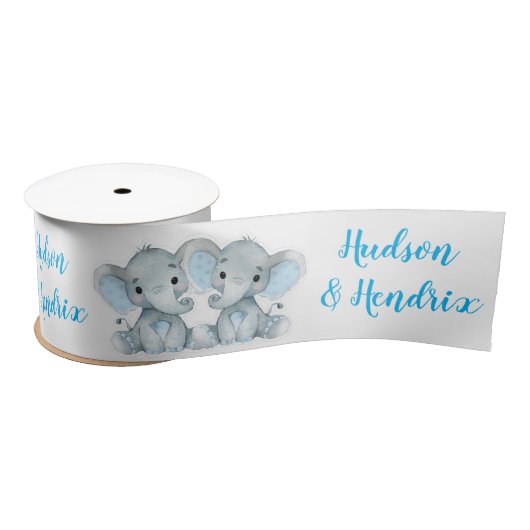 Elephant Satin Ribbon Twins Boys Satijnen Lint (Spoel)