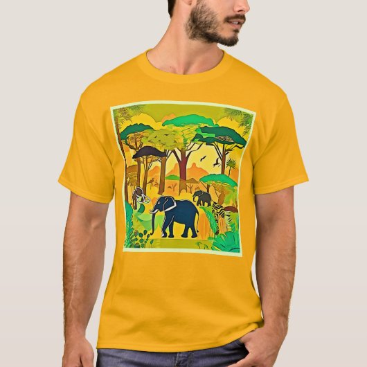 Elephant Savanna Oerwoud Art T-shirt (Voorkant)