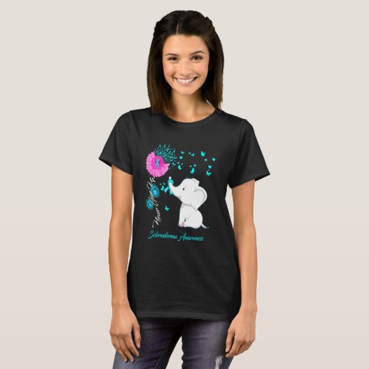 Elephant Scleroderma Awareness Scleroderma Ribbon T-shirt (Voorkant volledig)