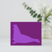 Elephant Seal Briefkaart Paars (Staand voorkant)