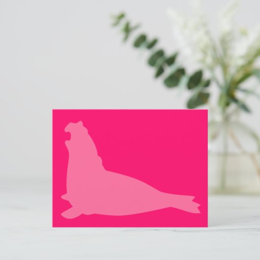 Elephant Seal Briefkaart Roze (Staand voorkant)