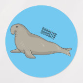 Elephant seal cartoon illustration  labels (Design 2)