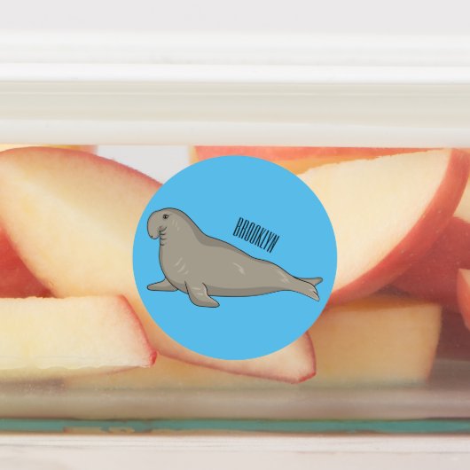 Elephant seal cartoon illustration  labels (Aangebracht)