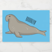 Elephant seal cartoon illustration voedselcontainer etiket (Enkel label)
