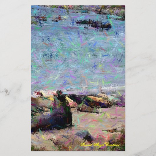 Elephant Seal Sunset Angel Stationery Briefpapier (Voorkant)