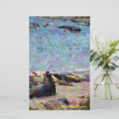 Elephant Seal Sunset Angel Stationery Briefpapier (Staand voorkant)