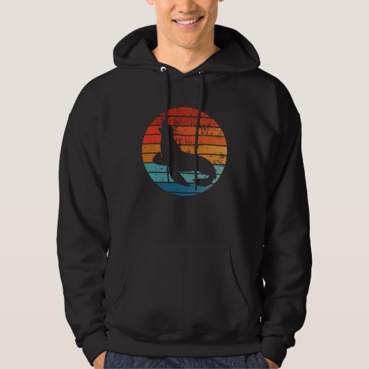 Elephant Seal Sunset Retro Vintage Hoodie (Voorkant)
