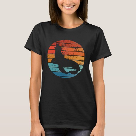 Elephant Seal Sunset Retro Vintage T-shirt (Voorkant)