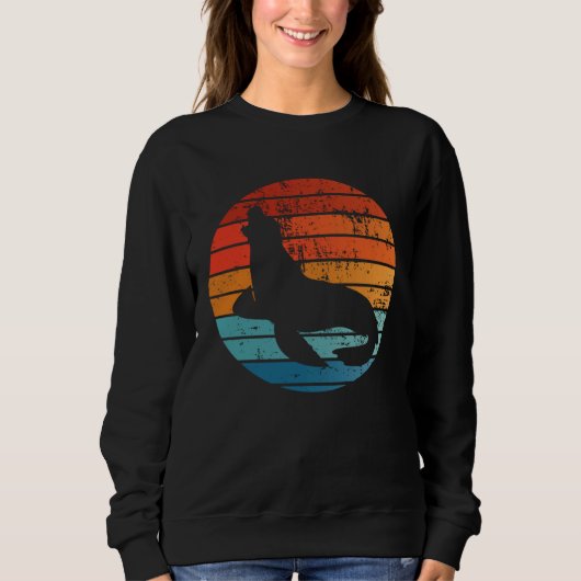 Elephant Seal Sunset Retro Vintage Trui (Voorkant)