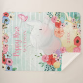 Elephant Sherpa Blanket met Bloemen + de Naam van  Sherpa Deken (Voorkant (horizontaal))