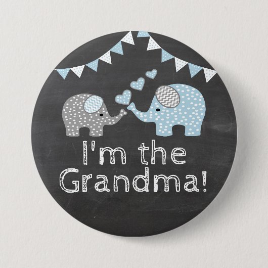 Elephant Shower Chalkboard Kijk uit | Ik ben de om Ronde Button 7,6 Cm (Voorkant)
