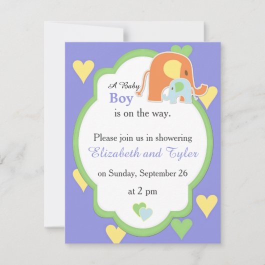 Elephant Shower Invitation Kaart (Voorkant)