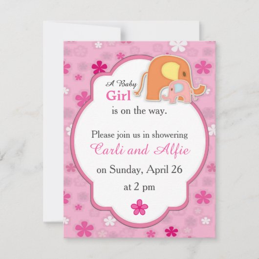 Elephant Shower Invitation Kaart (Voorkant)