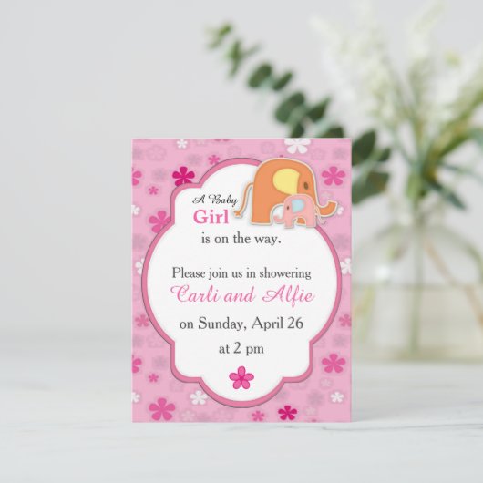 Elephant Shower Invitation Kaart (Staand voorkant)