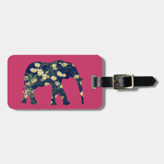 Elephant Silhouette Daisies Burgundy Girly Bagagelabel