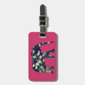 Elephant Silhouette Daisies Burgundy Girly Bagagelabel (Voorkant verticaal)