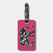 Elephant Silhouette Daisies Burgundy Girly Bagagelabel (Achterkant verticaal)