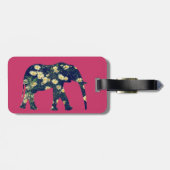 Elephant Silhouette Daisies Burgundy Girly Bagagelabel (Achterkant horizontaal)