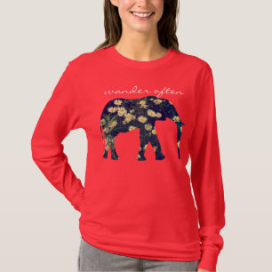 Elephant Silhouette Daisy Inspirerend Hipster T-shirt