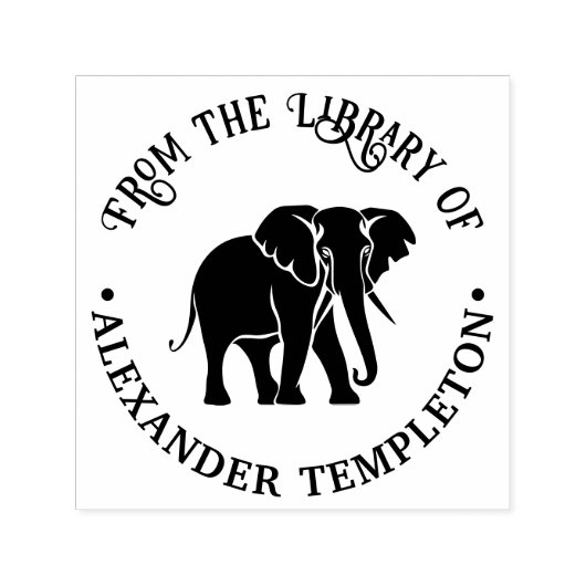Elephant Silhouette Library Book Name #2 Zelfinktende Stempel (Design)