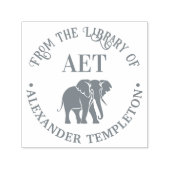 Elephant Silhouette Library Book Name Initials #2 Zelfinktende Stempel (Design)