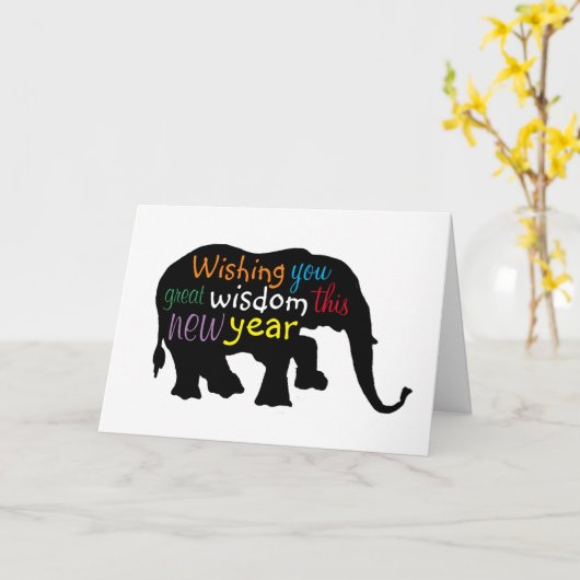 Elephant Silhouette - om het even welke kleur - Kaart (Gele Bloem)