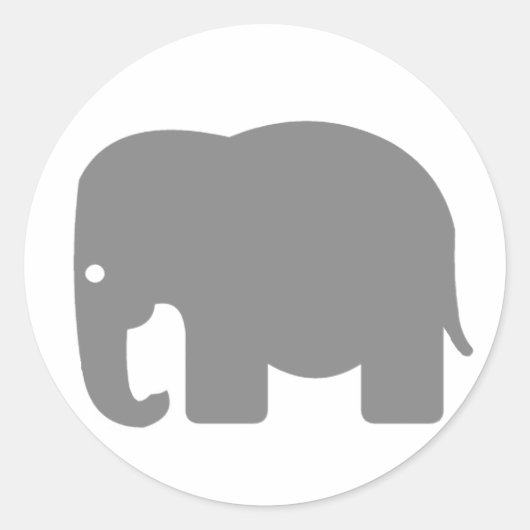 Elephant Silhouette Ronde Sticker (Voorkant)
