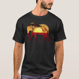 Elephant Silhouette  Safari Retro Sunset Wi T-shirt