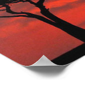 Elephant Silhouette Scene met Oranje Sky Poster (Hoek)