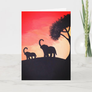 Elephant Silhouette Thinking of You Kaart