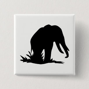 Elephant Silhouette Vierkante Button 5,1 Cm