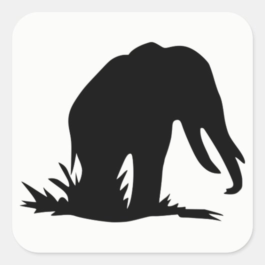 Elephant Silhouette Vierkante Sticker (Voorkant)