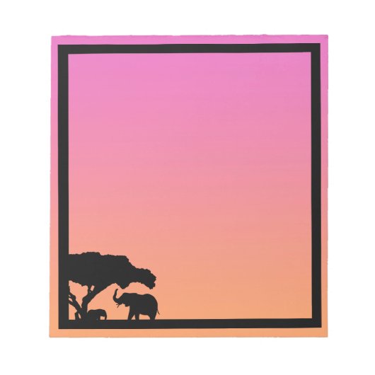 Elephant Silhouettes op Sunset Notitieblok (Voorkant)