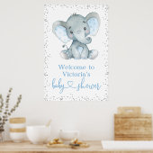 Elephant Silver Glitter Baby shower Welcome Sign Poster (Keuken)