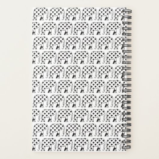 Elephant Simple Zwart en Wit Naam Planner (Achterkant)