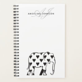 Elephant Simple Zwart en Wit Naam Planner