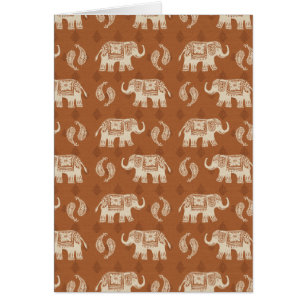 Elephant Sinaasappel Caravan Pattern