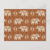 Elephant Sinaasappel Caravan Pattern Briefkaart (Voorkant)