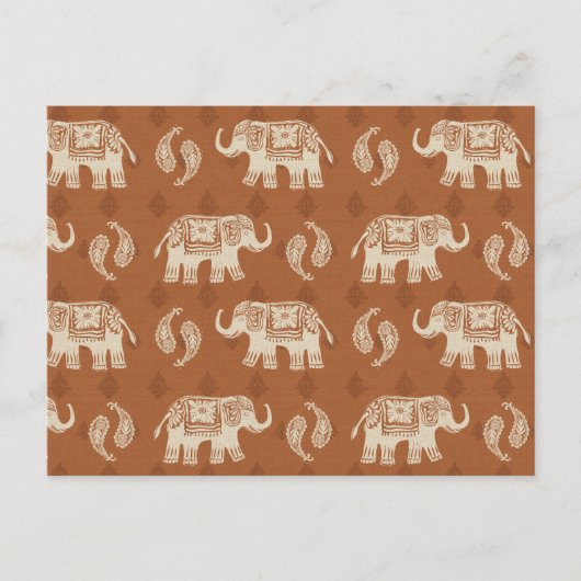 Elephant Sinaasappel Caravan Pattern Briefkaart (Voorkant)