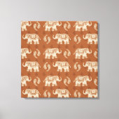 Elephant Sinaasappel Caravan Pattern Canvas Afdruk (Voorkant)