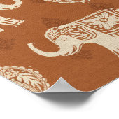 Elephant Sinaasappel Caravan Pattern Poster (Hoek)