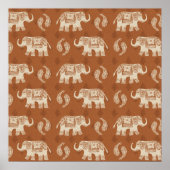 Elephant Sinaasappel Caravan Pattern Poster (Voorkant)
