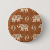 Elephant Sinaasappel Caravan Pattern Ronde Button 5,7 Cm (Voorkant)