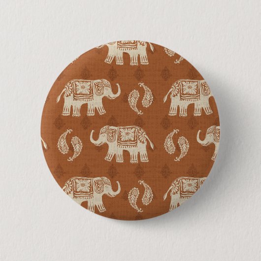 Elephant Sinaasappel Caravan Pattern Ronde Button 5,7 Cm (Voorkant)