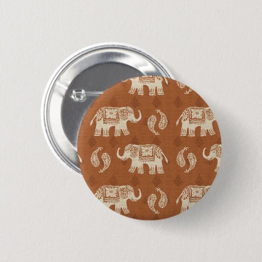 Elephant Sinaasappel Caravan Pattern Ronde Button 5,7 Cm (Voorkant /achterkant)