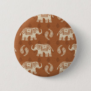 Elephant Sinaasappel Caravan Pattern Ronde Button 5,7 Cm