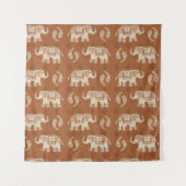 Elephant Sinaasappel Caravan Pattern Wandkleed (Voorkant (horizontaal))
