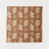 Elephant Sinaasappel Caravan Pattern Wandkleed (Voorkant)