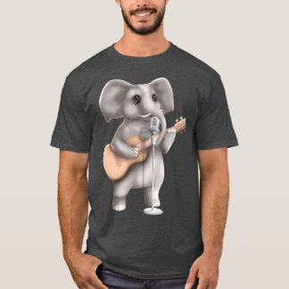 Elephant Singar Guitar Player Musician Cute T-shirt